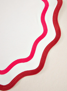 Mantel Individual Redondo de Lino Rojo Bordado a Mano, 40x40cm, Duradero y Ecológico, Lavable, <span class=keywords><strong>para</strong></span> Bodas y Uso en Exteriores - Product Image 5