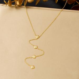 Collar de Acero Inoxidable al por Mayor, Estilo Minimalista con Estrella y Circonita, Collares en Forma de Y, Joyería Chapada en Oro de 18K para Mujer - Product Image 1