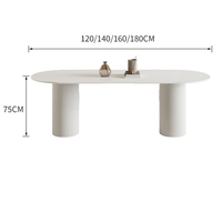 Table à manger rectangulaire en marbre et bois couleur crème, style moderne minimaliste nordique Wabi-Sabi, mobilier multifonctionnel pour la maison