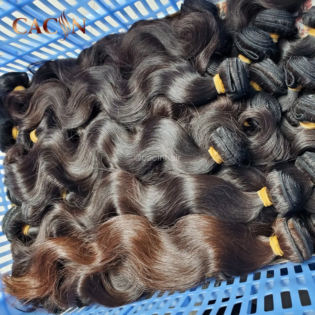 Satu Donor CACIN rambut Virgin mentah manusia bundel kualitas terbaik rambut mentah Vietnam vs. Gros Vietnam pelurus kutikula Vendor rambut