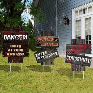 Décorations d'Halloween effrayantes et sanglantes pour jardin, piquets de pelouse en PP pour extérieur - Product Image 2