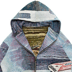 Vêtements pour hommes fabriqués en Chine, sweat à capuche en jacquard tissé à fermeture éclair, veste en tissu personnalisée - Product Image 5