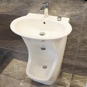 suppliers custom small ceramic sanitary ware bathroom sinks wash basin hand and foot integrated ceramic pedestal basin