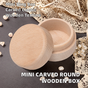 Mini Classic Carved Round Wooden <b>Storage</b> <b>Box</b> for Wedding Ring Jewelry DIY Multi-function <b>Folding</b> Container Case 0-1L Capacity - Product Image 2
