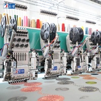 Machine à broder ultra-rapide 9 couleurs 24/28 têtes avec dispositif à paillettes, nouveau modèle 1500 tr/min, table en verre design