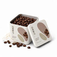 Boîte à café en métal personnalisée avec logo, emballage pour grains de café d'origine unique, boîte en métal carrée portable, écologique, sans plastique, boîte de rangement