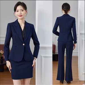 Women's Suit Set Black Formal Blazer With Bow <b>Tie</b> Flared Pants Spring Autumn Office Wear Anti-Wrinkle <b>Polyester</b> Fabric - Product Image 3