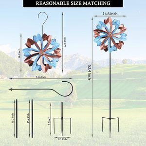 Máy kéo Cờ gió Spinner Harlequin trẻ em Ohm cỏ kim loại cối xay gió cho sân ngoài trời với Stakes ổn định trang trí sân vườn - Product Image 6