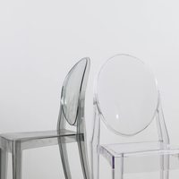 Chaise Ghost pour enfant à dossier haut en plastique transparent durable, gris fumé, pour entrée, parc, vente en gros, salon, appartement, hôpital