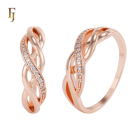 Bijoux FJ Fallon, rubans de zircons blancs, alliances éternelles tendance, plaquées or rose, base en laiton