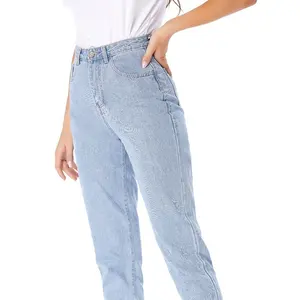 WJ224 ODM OEM Ladies Straight Denim Jeans Capri Pants Women's Mom Jeans Straight Leg Jeans For Women Custom