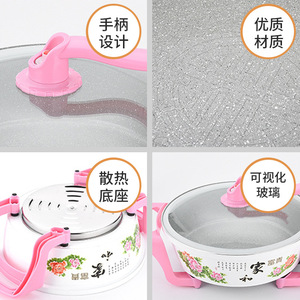 Olla Eléctrica de Piedra Maifan de 34 cm, Doble Uso, Revestimiento Antiadherente de PTFE, Cocina Saludable, Parrilla Eléctrica Multifunción - Product Image 3