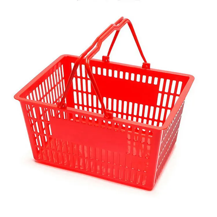 Perakende mağazaları süpermarket alışveriş sepeti için tekerlekler alışveriş plastik sepetler ile 20 L plastik alışveriş sepeti