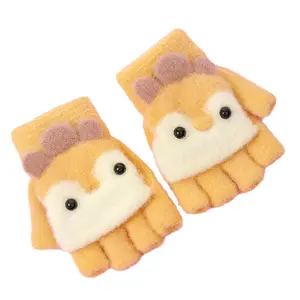Baby Winter Cartoon Penguin Glove bambini peluche Warm Finger Glove ragazzi ragazze doppio scopo guanto per bambini con Flip Cover