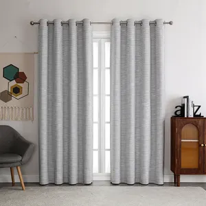 Hot sales high quality Window Curtains Cotton Linen Rustic Feeling Semi Sheer for the Living Room curtains rod pocket