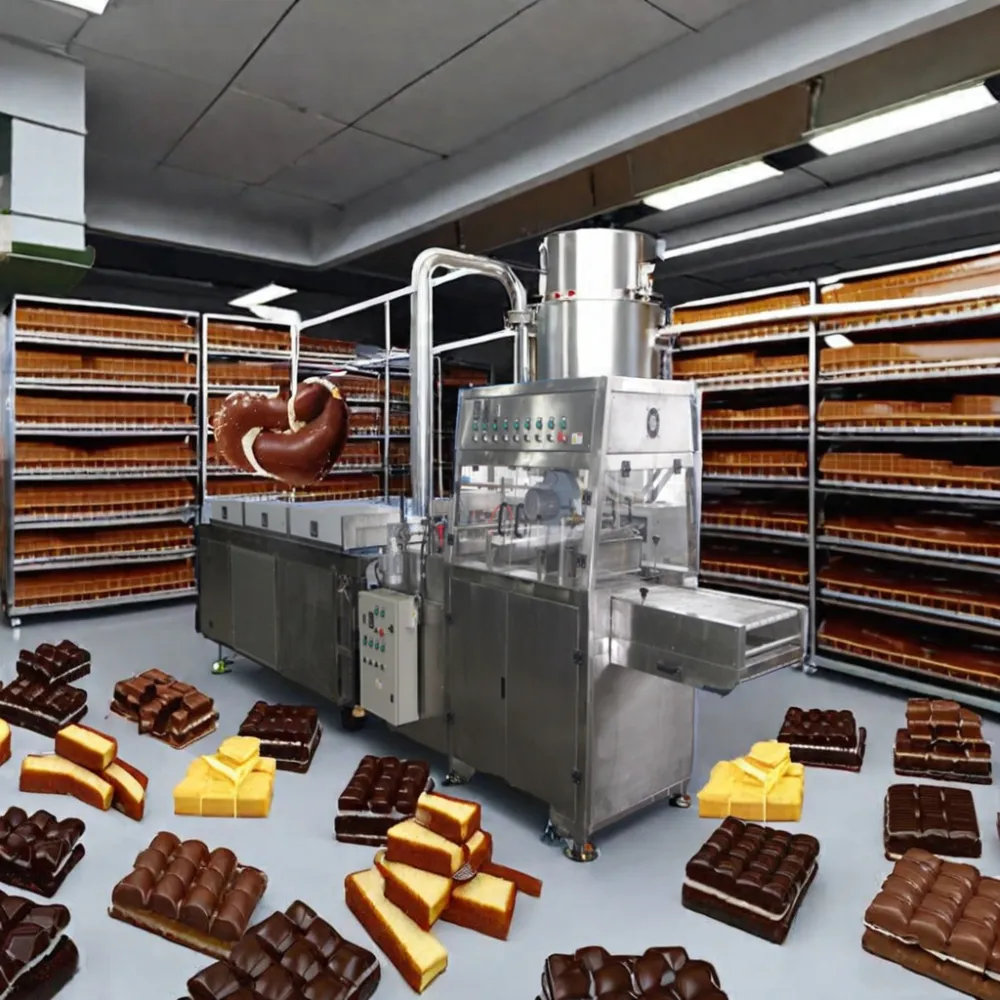 Chocolate Drizzle with Cooling Tunnel Chocolate Coating Chocolate Enrobing Machine