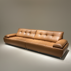 Divano Angolare in Pelle di Alta Qualità con Struttura in Legno Massello Moderno per Villa e Appartamento, Garanzia 10 Anni - Product Image 3