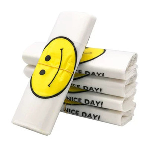 2021 Hot Selling Transparent PE LDPE Shopping Bag T-Shirt Vest Carrier Bag Customized Smiling Face Plastic Bags For Packing