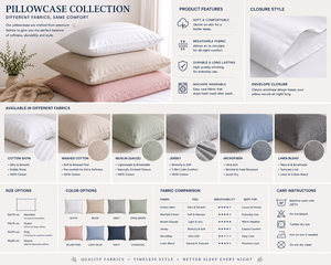 Taie d'oreiller en coton satiné lavé et lin, fermeture enveloppe, douce et respirante, pour hôtel, vente en gros - Product Image 1