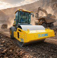 Compacteur vibrant à tambour unique XS225H de 22 tonnes avec moteur Shangchai, pompe et roulement pour la construction routière