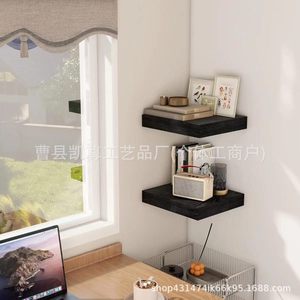 Solid wood corner <b>shelf</b>, wooden hanging book organizer for <b>bedroom</b>, living room, and bathroom. - Product Image 4