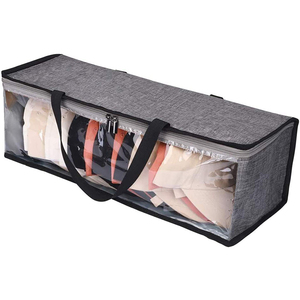 Portable Grey Hat Storage Bag with Double Carry Handles and Zipper Closure