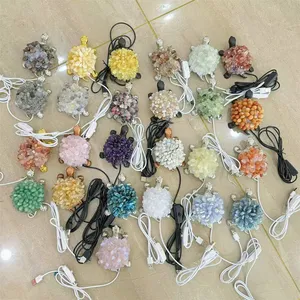 Wholesale Crystals Craft Healing Gravel Animal Rose Quartz Mixed Chips Turtle Lamp Clear Quaryz Usb Light For Home Decoration