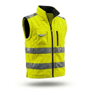 Veste de sécurité réfléchissante épaisse d'hiver sans manches à haute visibilité avec plusieurs poches, logo personnalisé, vêtements de travail pour hommes - Product Image 1
