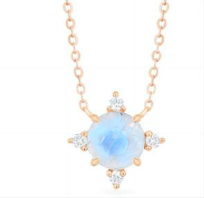 Women's rhodium moonstone pendant Silver flower shape pendant Moonstone pendant <b>necklace</b> Claw setting pendant <b>necklace</b> - Product Image 2