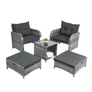 5 cái Patio đồ nội thất Set nhựa mây wicker ngoài trời cắt PE mây sofa Set cho Patio Tất cả thời tiết