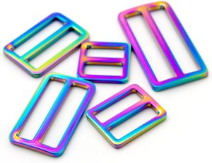 Boucles de réglage plates en métal arc-en-ciel, glissières pour ceinture CPS, boucles Triglide pour attache de sangle, artisanat du cuir, ajusteur de ceinture de sac - Product Image 3