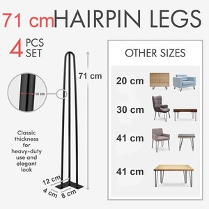 AAG Modern Home DIY 71 cm Horquilla negra Patas para muebles Acero sólido Patas de mesa de 3 varillas para gabinete Banco Silla Mesa de centro Escritorio - Product Image 3