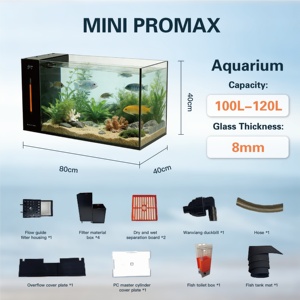 <span class=keywords><strong>Aquarium</strong></span> rectangulaire de bureau Relaxlines en verre blanc 8 mm avec filtre latéral, <span class=keywords><strong>aquarium</strong></span> éco-paysager pour la maison - Product Image 3