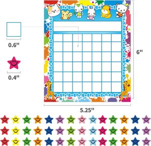 Paquete de 80 tablas de recompensas de incentivo para niños, estudiantes, <span class=keywords><strong>aula</strong></span>, <span class=keywords><strong>gestión</strong></span> del comportamiento en el hogar, 2400 piezas, pegatinas de estrellas, Material de papel - Product Image 6