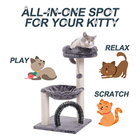 Grand chat en peluche noir en bois massif de luxe moderne personnalisé d'usine griffoir d'escalade condo pour chats avec grattoirs et lit