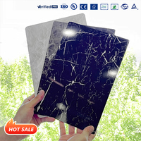 Panneau en PVC effet marbre brillant avec revêtement UV artificiel pour revêtement mural intérieur, imperméable, ignifuge, usage domestique
