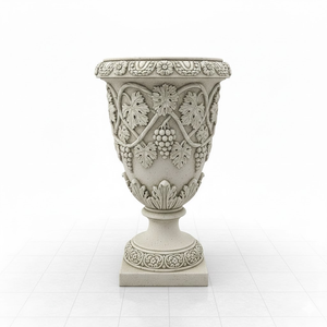 Macetero de Resina con Diseño de Vid y Acanthus - Acabado con Efecto Piedra Antigua, Estilo Barroco para Jardines y Patios Toscanos - Product Image 1