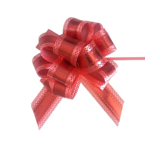 <span class=keywords><strong>Ruban</strong></span> métallique en dentelle rouge de 4 pouces, <span class=keywords><strong>ruban</strong></span> en Poly, POM POM, cordon de serrage, nœud facile pour mariage, panier, boîte de cadeau, décoration - Product Image 1