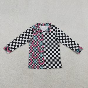 Camisa Casual RTS para Niñas, Estilo Occidental, Estampado Turquesa, Algodón y Spandex, Transpirable, Cuello Redondo, Manga Larga, con Botones, Primavera-Otoño, Venta al Por Mayor - Product Image 3