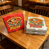 SP4741 Boîtes à pizza à emporter en carton ondulé B/E de qualité alimentaire, écologiques, imprimées avec logo personnalisé, en gros, pour restaurants (7/8/10/12/14/16 pouces)