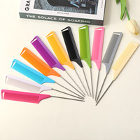 Peigne professionnel à queue de rat en acier inoxydable, à dents fines, pour coiffure, sectionnement, séparation et tapotage, logo personnalisé, vente en gros
