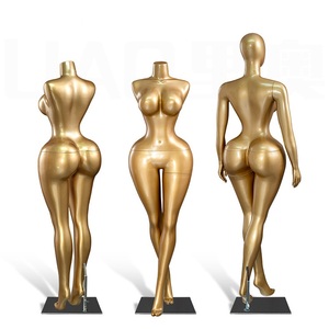 Moda Pose pintura dorada <span class=keywords><strong>busto</strong></span> grande y caderas mujer de pie cuerpo completo BBL maniquí con curvas con cabeza y brazos - Product Image 5