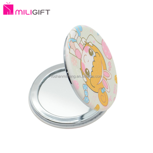 OEM Logo Compact Pocket Mirror Customized Design in Pink Metal for Promotional & Business Gifts