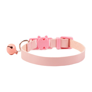 Aksesori hewan peliharaan terbaru sabuk kerah kucing polos desainer grosir hewan peliharaan kulit PU dengan bel - Product Image 6