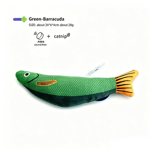 Jouet en peluche anti-déchirure en forme de poisson avec herbe à chat intégrée, boîte à son intégrée, poupée à mâcher pour le nettoyage des dents, accessoire de divertissement pour l'autogame - Product Image 6