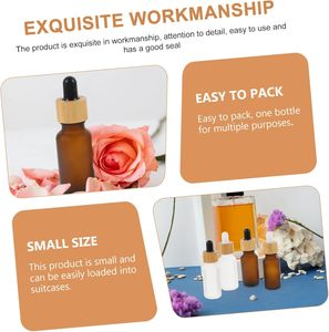 Hot Sale Multi-Size Frosted Matte Amber Cylinder Glass <b>Dropper</b> <b>Bottle</b> with Bamboo Lid for Skin Care Serum & Eye Drop - Product Image 5