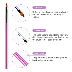 Juego de pinceles para Nail Art, 10cs/juego de pinceles para <span class=keywords><strong>uñas</strong></span> acrílicas, de nailon, Metal, delineador ovalado plano, 3D Etiqueta Privada, rosa, <span class=keywords><strong>2022</strong></span> - Product Image 5