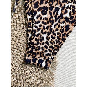 FOXA Conjunto de bikini de 2 piezas con estampado de leopardo para mujer, traje de baño triangular con cordón, conjunto de verano - Product Image 4