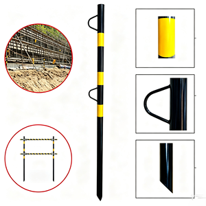<span class=keywords><strong>Poteau</strong></span> de signalisation jaune et noir de 1500 mm en acier, <span class=keywords><strong>poteau</strong></span> de clôture temporaire avec crochet pour l'isolation routière de chantier - Product Image 6