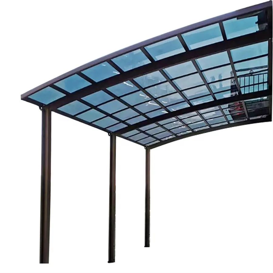 China Fabrikant Aanpassen Zware Carport Glas Dak Solar Staal Carport